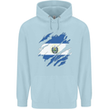 Torn Salvador Flag Salvadoran Day Football Mens 80% Cotton Hoodie Light Blue