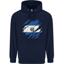 Torn Salvador Flag Salvadoran Day Football Mens 80% Cotton Hoodie Navy Blue