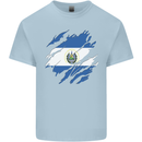 Torn Salvador Flag Salvadoran Day Football Mens Cotton T-Shirt Tee Top Light Blue