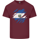 Torn Salvador Flag Salvadoran Day Football Mens Cotton T-Shirt Tee Top Maroon
