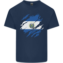 Torn Salvador Flag Salvadoran Day Football Mens Cotton T-Shirt Tee Top Navy Blue