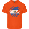 Torn Salvador Flag Salvadoran Day Football Mens Cotton T-Shirt Tee Top Orange