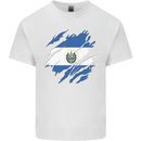 Torn Salvador Flag Salvadoran Day Football Mens Cotton T-Shirt Tee Top White