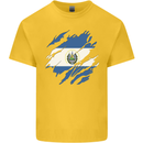 Torn Salvador Flag Salvadoran Day Football Mens Cotton T-Shirt Tee Top Yellow