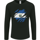 Torn Salvador Flag Salvadoran Day Football Mens Long Sleeve T-Shirt Black