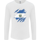 Torn Salvador Flag Salvadoran Day Football Mens Long Sleeve T-Shirt White