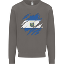 Torn Salvador Flag Salvadoran Day Football Mens Sweatshirt Jumper Charcoal