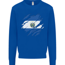 Torn Salvador Flag Salvadoran Day Football Mens Sweatshirt Jumper Royal Blue