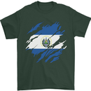 Torn Salvador Flag Salvadoran Day Football Mens T-Shirt 100% Cotton Forest Green