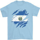 Torn Salvador Flag Salvadoran Day Football Mens T-Shirt 100% Cotton Light Blue