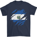 Torn Salvador Flag Salvadoran Day Football Mens T-Shirt 100% Cotton Navy Blue
