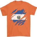 Torn Salvador Flag Salvadoran Day Football Mens T-Shirt 100% Cotton Orange