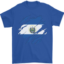 Torn Salvador Flag Salvadoran Day Football Mens T-Shirt 100% Cotton Royal Blue