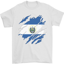 Torn Salvador Flag Salvadoran Day Football Mens T-Shirt 100% Cotton White
