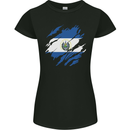 Torn Salvador Flag Salvadoran Day Football Womens Petite Cut T-Shirt Black