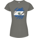Torn Salvador Flag Salvadoran Day Football Womens Petite Cut T-Shirt Charcoal
