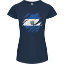 Torn Salvador Flag Salvadoran Day Football Womens Petite Cut T-Shirt Navy Blue