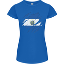 Torn Salvador Flag Salvadoran Day Football Womens Petite Cut T-Shirt Royal Blue