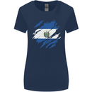 Torn Salvador Flag Salvadoran Day Football Womens Wider Cut T-Shirt Navy Blue