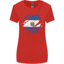 Torn Salvador Flag Salvadoran Day Football Womens Wider Cut T-Shirt Red