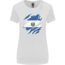 Torn Salvador Flag Salvadoran Day Football Womens Wider Cut T-Shirt White