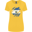 Torn Salvador Flag Salvadoran Day Football Womens Wider Cut T-Shirt Yellow