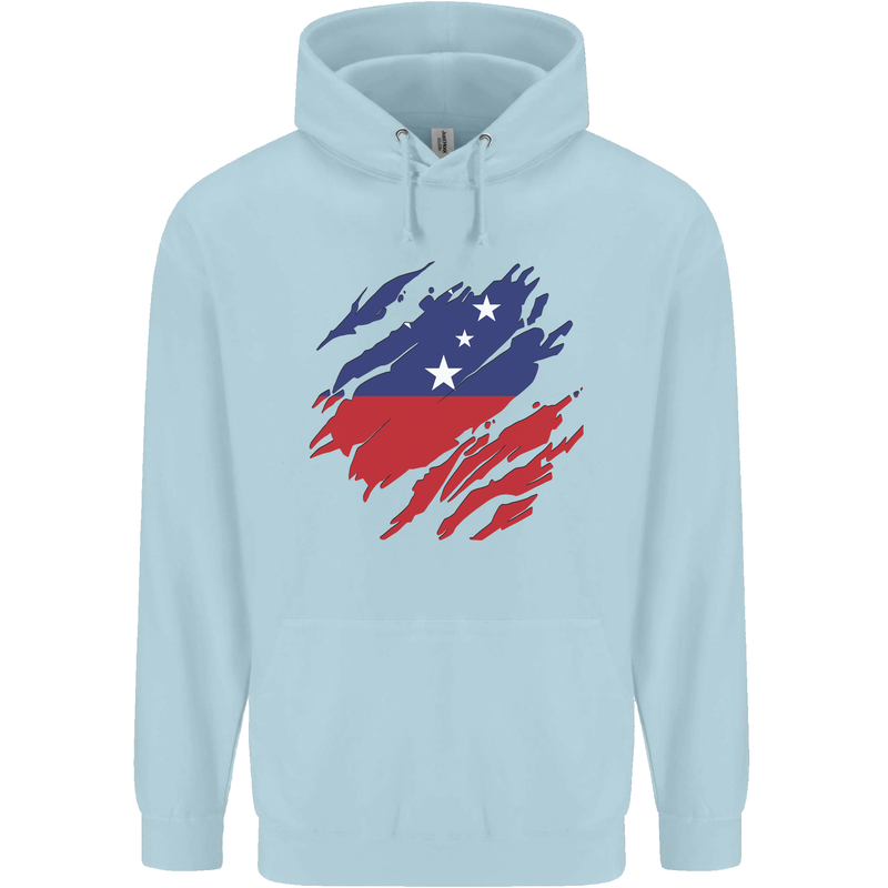 Torn Samoa Flag Samoan Day Football Childrens Kids Hoodie Light Blue