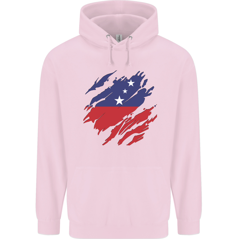 Torn Samoa Flag Samoan Day Football Childrens Kids Hoodie Light Pink
