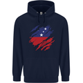 Torn Samoa Flag Samoan Day Football Childrens Kids Hoodie Navy Blue