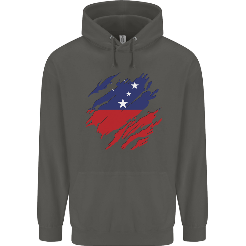 Torn Samoa Flag Samoan Day Football Childrens Kids Hoodie Storm Grey