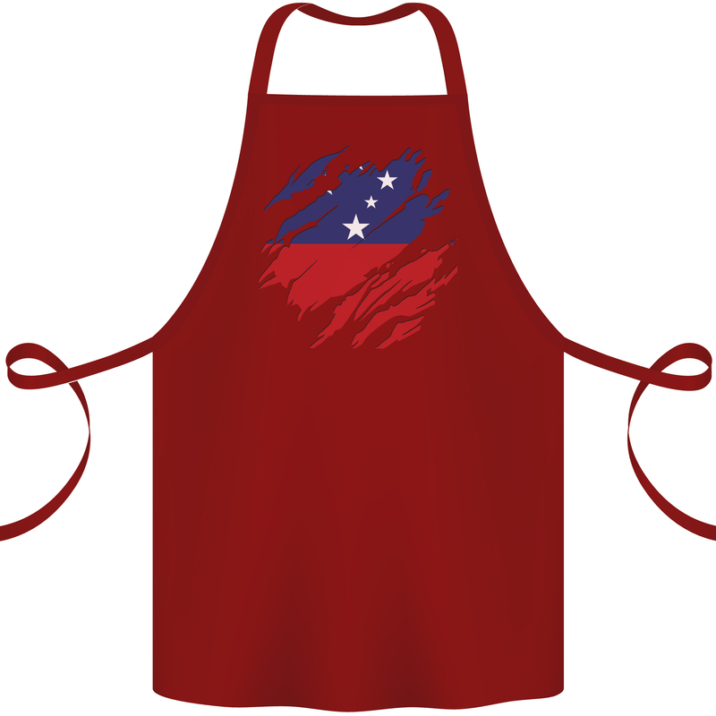 Torn Samoa Flag Samoan Day Football Cotton Apron 100% Organic Maroon