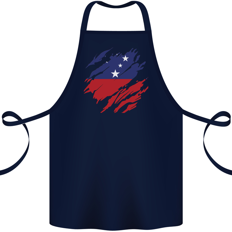 Torn Samoa Flag Samoan Day Football Cotton Apron 100% Organic Navy Blue