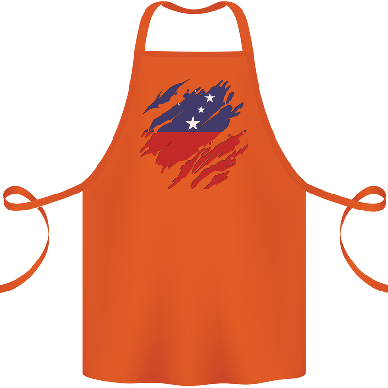 Torn Samoa Flag Samoan Day Football Cotton Apron 100% Organic Orange