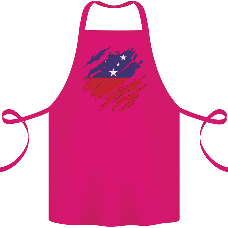 Torn Samoa Flag Samoan Day Football Cotton Apron 100% Organic Pink