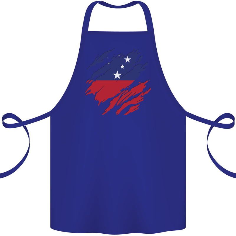 Torn Samoa Flag Samoan Day Football Cotton Apron 100% Organic Royal Blue