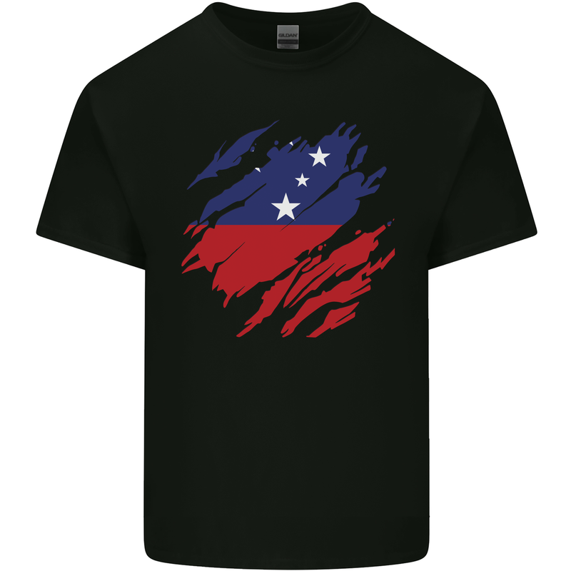 Torn Samoa Flag Samoan Day Football Mens Cotton T-Shirt Tee Top Black