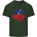 Torn Samoa Flag Samoan Day Football Mens Cotton T-Shirt Tee Top Forest Green