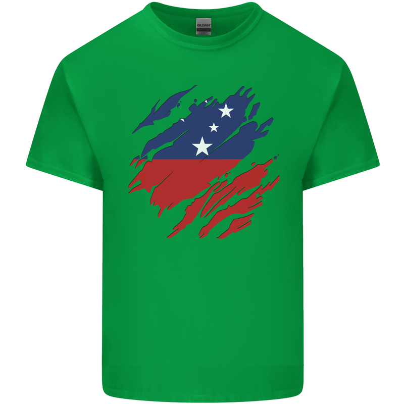 Torn Samoa Flag Samoan Day Football Mens Cotton T-Shirt Tee Top Irish Green
