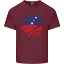 Torn Samoa Flag Samoan Day Football Mens Cotton T-Shirt Tee Top Maroon
