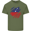 Torn Samoa Flag Samoan Day Football Mens Cotton T-Shirt Tee Top Military Green