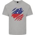 Torn Samoa Flag Samoan Day Football Mens Cotton T-Shirt Tee Top Sports Grey