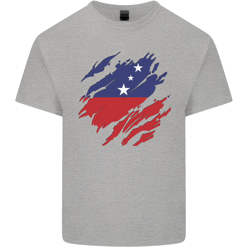 Torn Samoa Flag Samoan Day Football Mens Cotton T-Shirt Tee Top Sports Grey