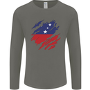 Torn Samoa Flag Samoan Day Football Mens Long Sleeve T-Shirt Charcoal