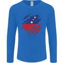 Torn Samoa Flag Samoan Day Football Mens Long Sleeve T-Shirt Royal Blue