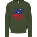 Torn Samoa Flag Samoan Day Football Mens Sweatshirt Jumper Forest Green