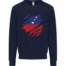 Torn Samoa Flag Samoan Day Football Mens Sweatshirt Jumper Navy Blue