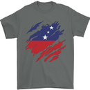 Torn Samoa Flag Samoan Day Football Mens T-Shirt 100% Cotton Charcoal