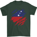 Torn Samoa Flag Samoan Day Football Mens T-Shirt 100% Cotton Forest Green