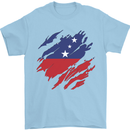 Torn Samoa Flag Samoan Day Football Mens T-Shirt 100% Cotton Light Blue