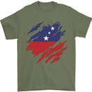 Torn Samoa Flag Samoan Day Football Mens T-Shirt 100% Cotton Military Green